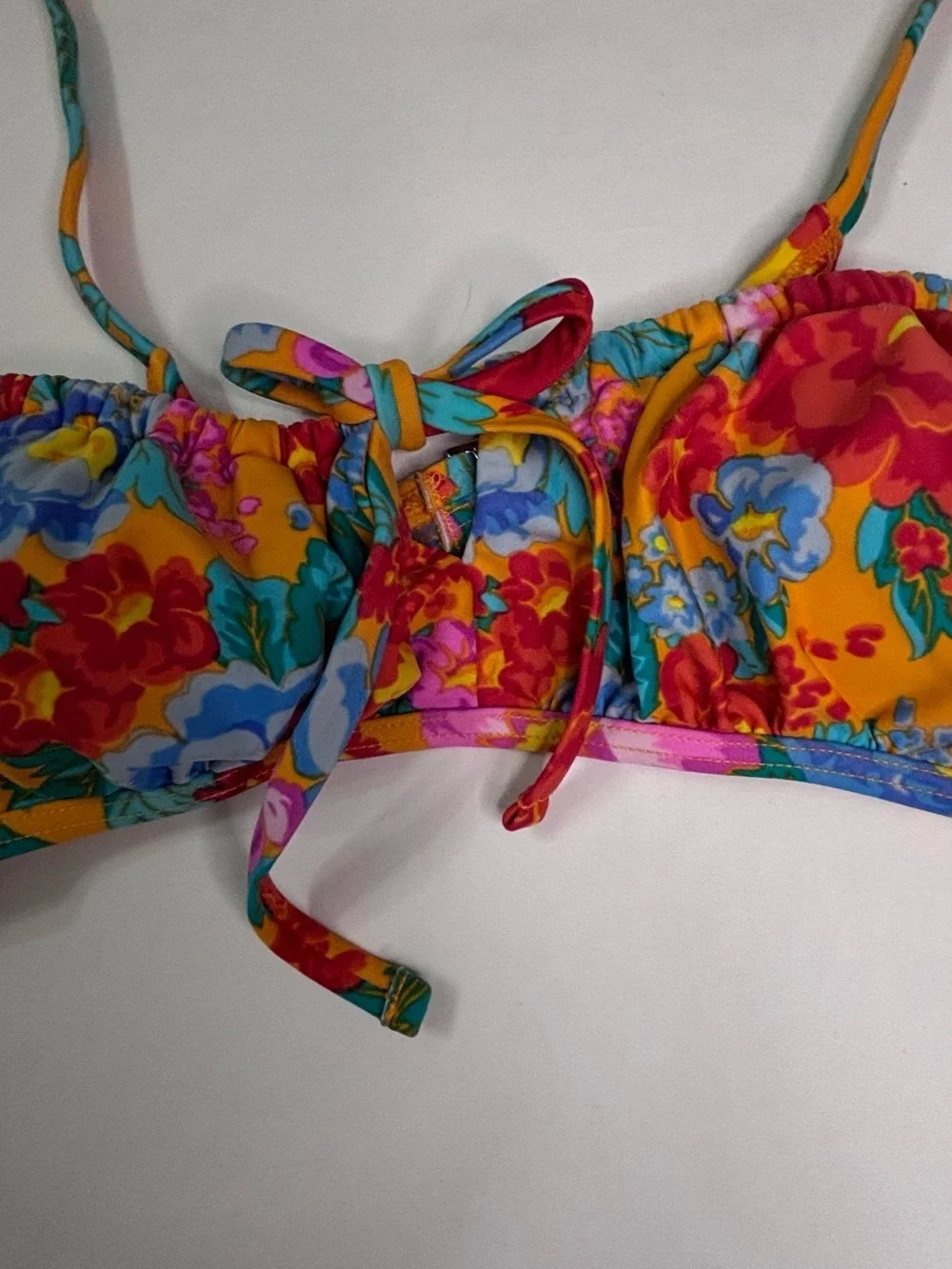 Xhilaration Floral Tie-Front Bikini Top in Bright Multicolor Sz M